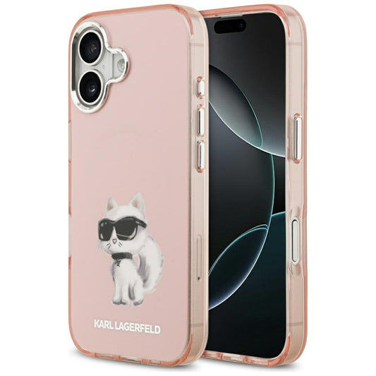 MagSafe hoesje voor Apple iPhone 17, Karl Lagerfeld, IML Aquarelle Logo Choupette, Roze
