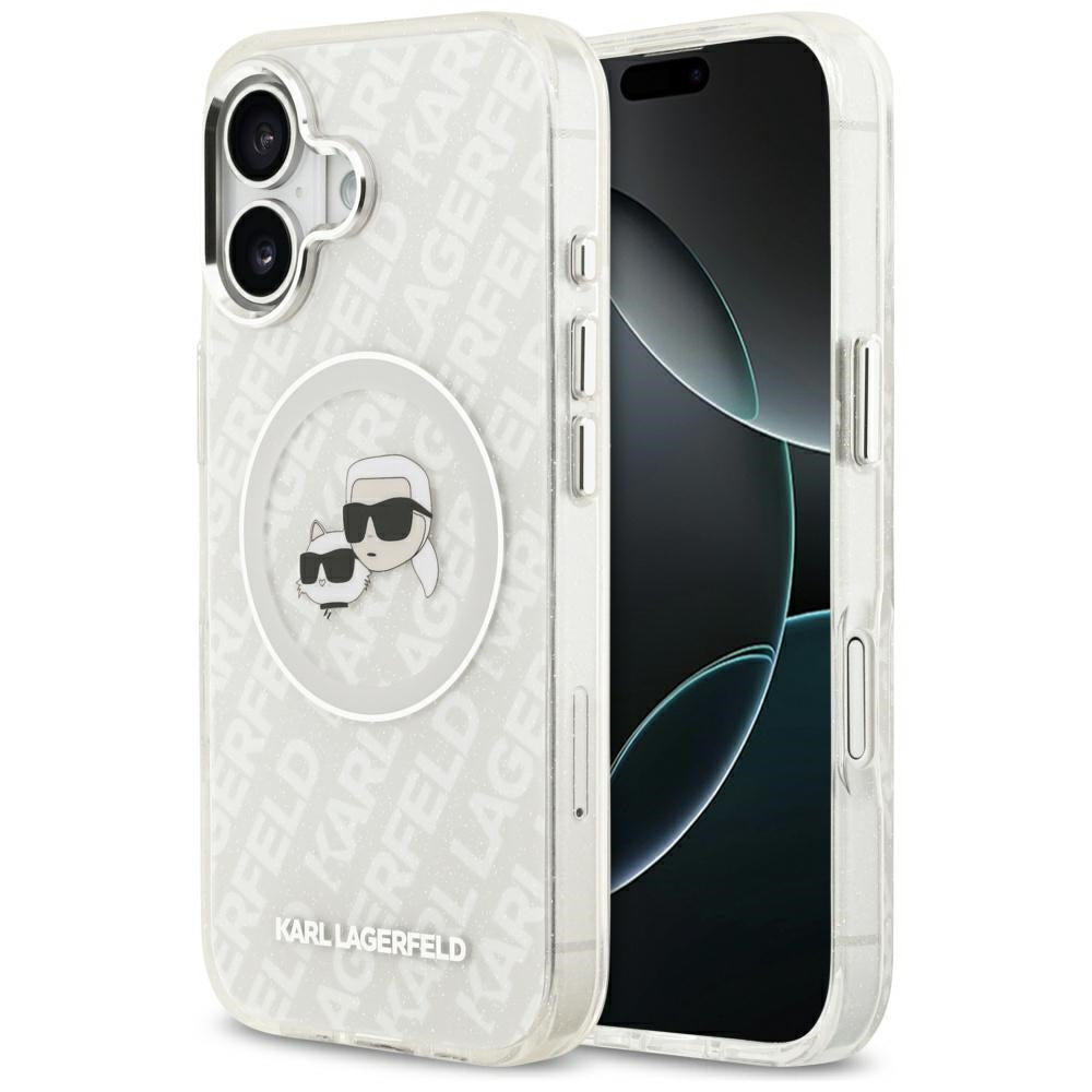 MagSafe hoesje voor Apple iPhone 17, Karl Lagerfeld, IML Glitter Karl & Choupette's Heads, Gri