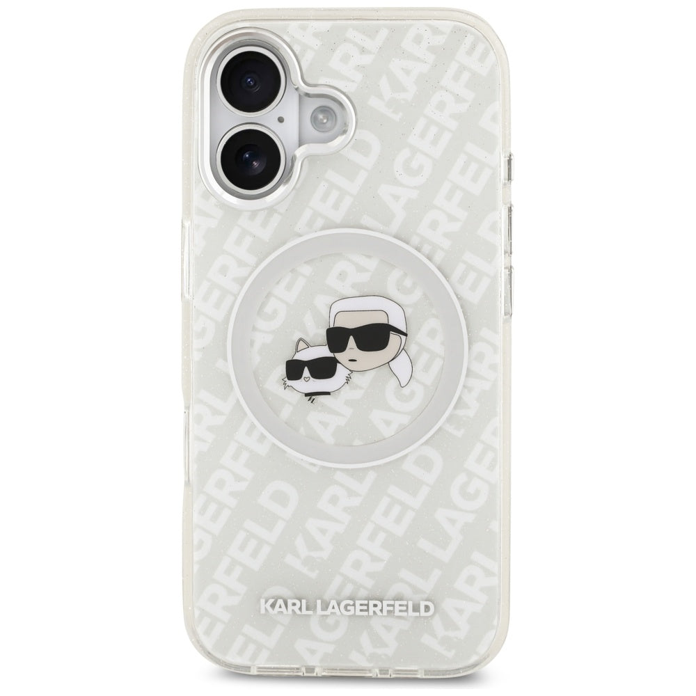 MagSafe hoesje voor Apple iPhone 17, Karl Lagerfeld, IML Glitter Karl & Choupette's Heads, Gri