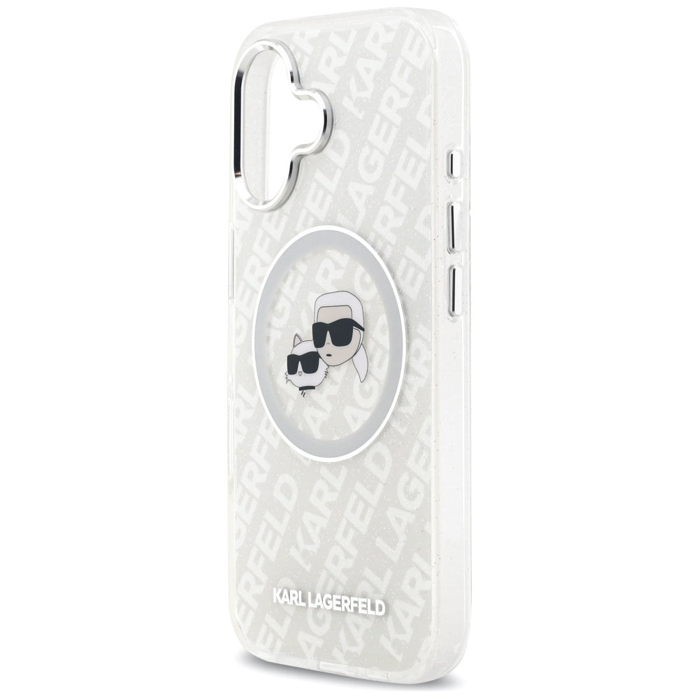 MagSafe hoesje voor Apple iPhone 17, Karl Lagerfeld, IML Glitter Karl & Choupette's Heads, Gri
