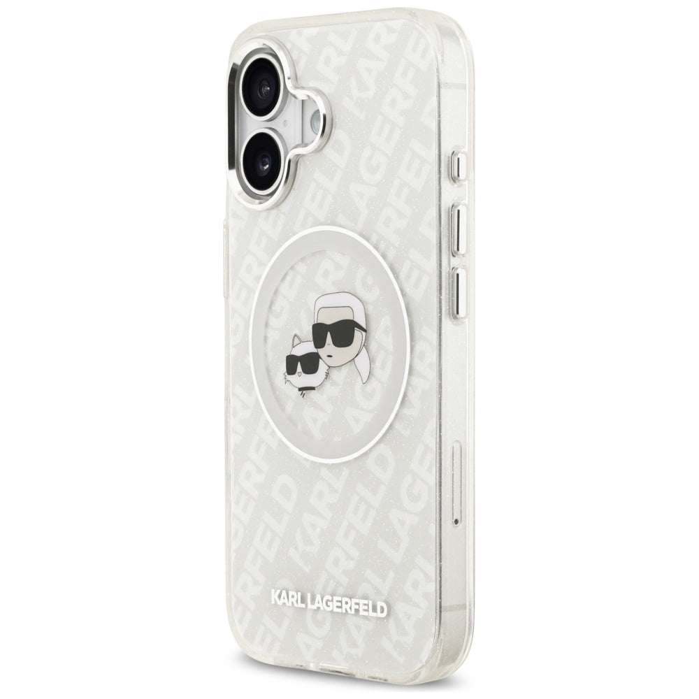 MagSafe hoesje voor Apple iPhone 17, Karl Lagerfeld, IML Glitter Karl & Choupette's Heads, Gri
