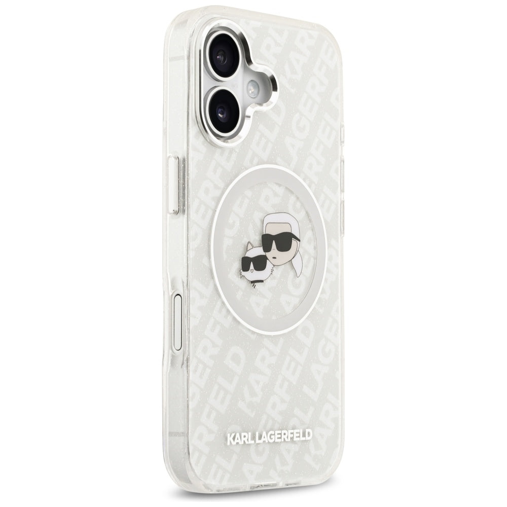 MagSafe hoesje voor Apple iPhone 17, Karl Lagerfeld, IML Glitter Karl & Choupette's Heads, Gri
