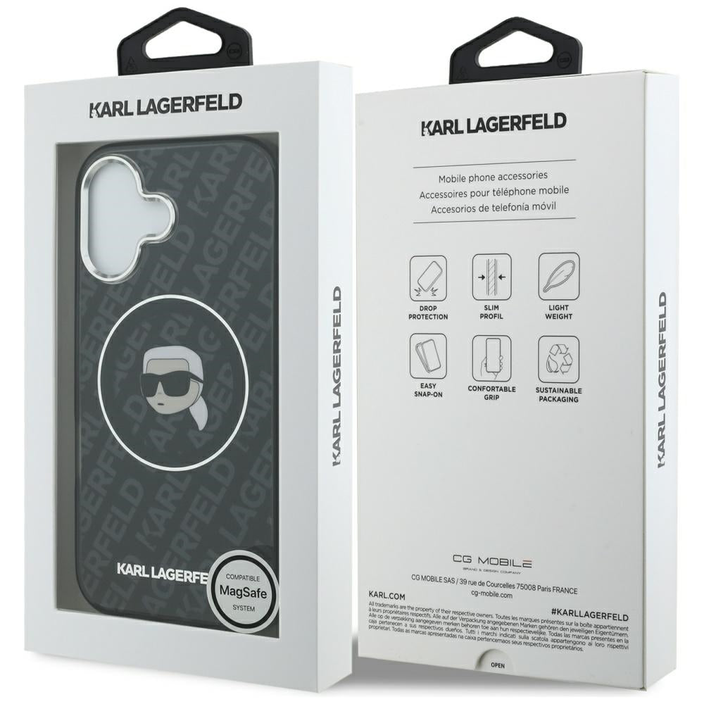 MagSafe hoes voor Apple iPhone 17, Karl Lagerfeld, IML Karl's Head, Zwart