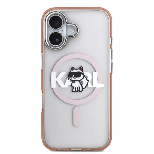 MagSafe hoesje voor Apple iPhone 17, Karl Lagerfeld, IML Sketch Logo Choupette, Roze