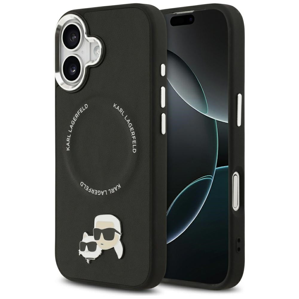 MagSafe hoes voor Apple iPhone 17, Karl Lagerfeld, Karl & Choupette Pins, Zwart