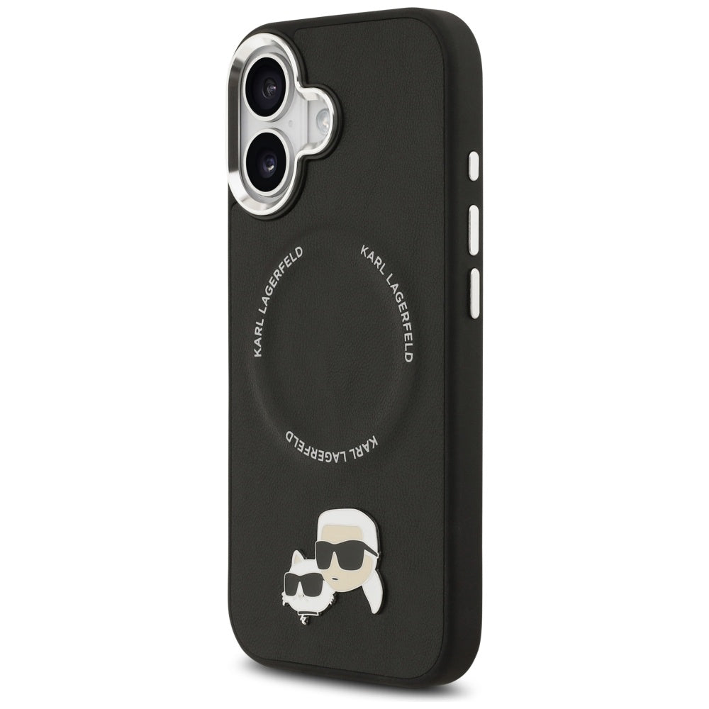 MagSafe hoes voor Apple iPhone 17, Karl Lagerfeld, Karl & Choupette Pins, Zwart