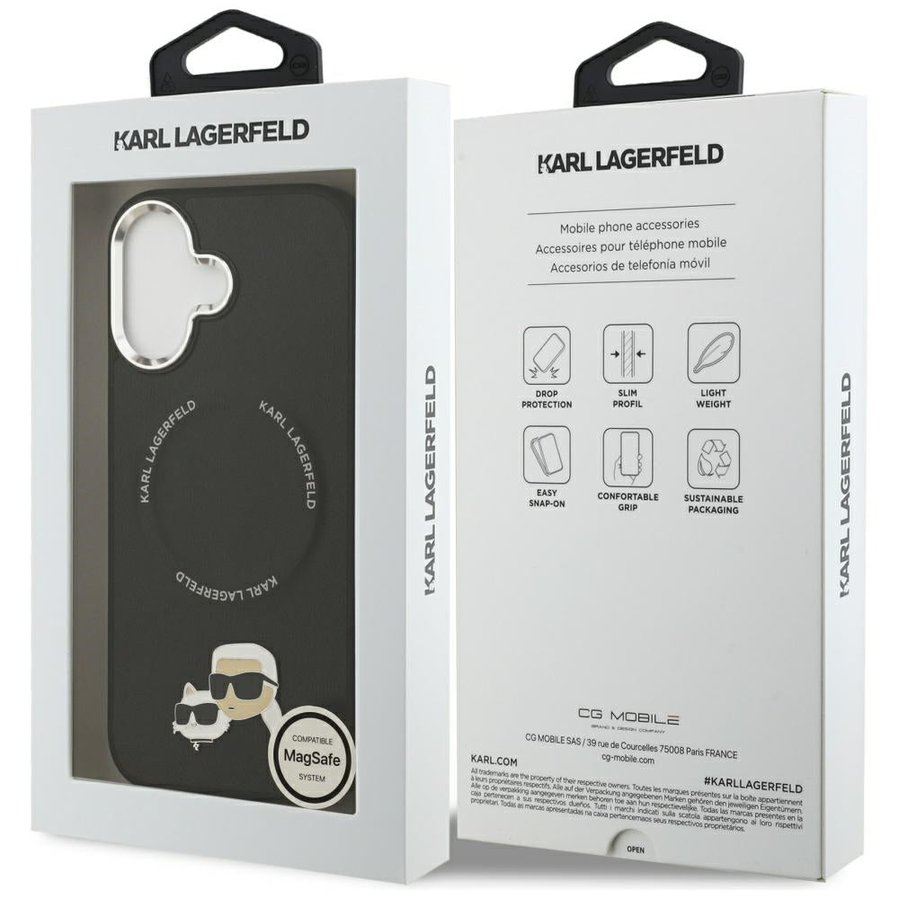 MagSafe hoes voor Apple iPhone 17, Karl Lagerfeld, Karl & Choupette Pins, Zwart