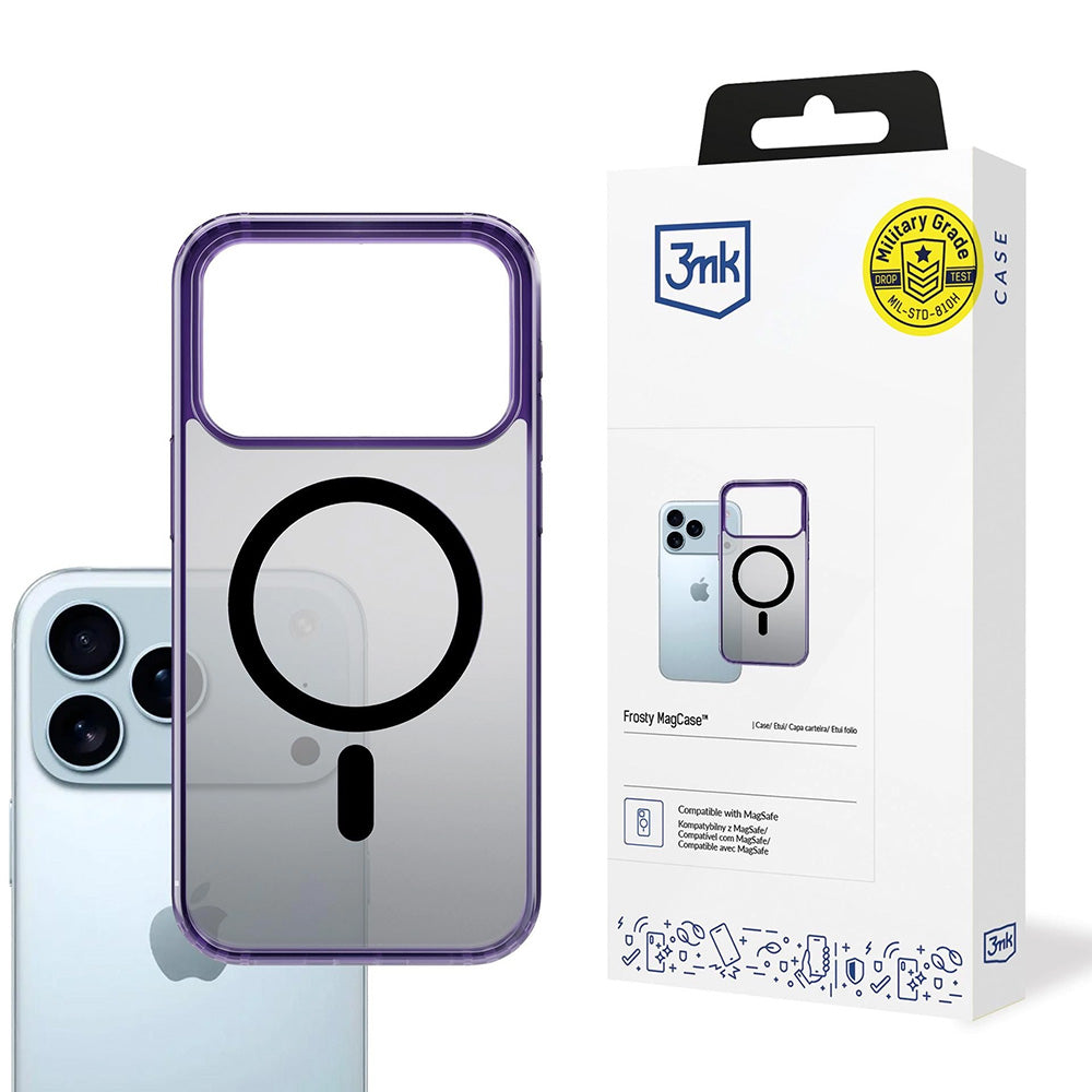 MagSafe hoes voor Apple iPhone 17 Pro, 3MK, Frosty MagCase, Paars