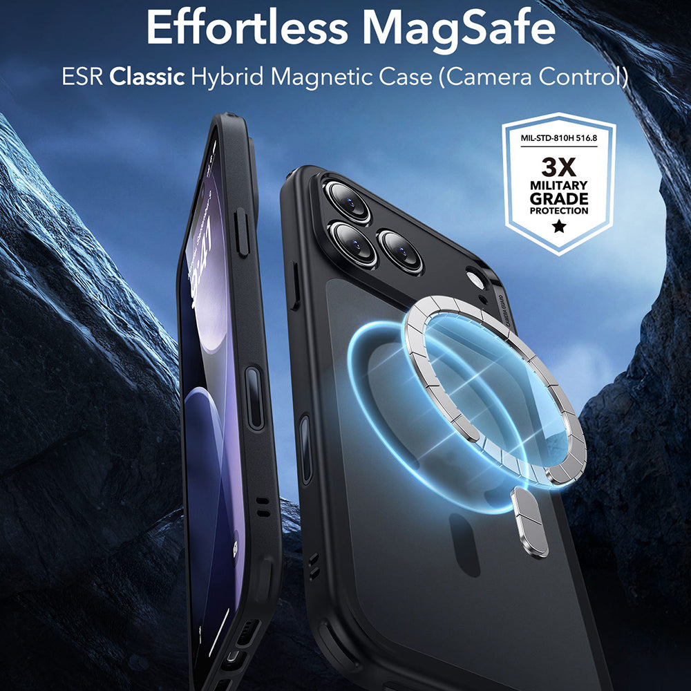 MagSafe hoes voor Apple iPhone 17 Pro, ESR, Classic Hybrid, Satijnzwart