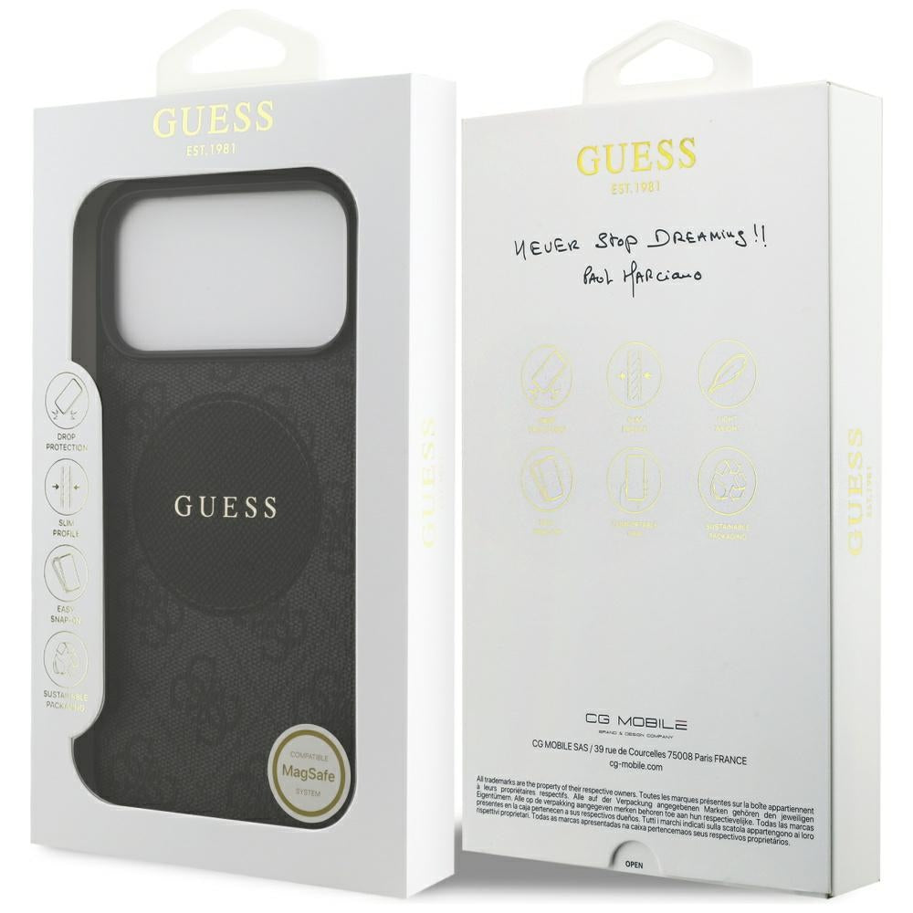 MagSafe hoesje voor Apple iPhone 17 Pro, Guess, 4G Circle Classic Logo, Zwart