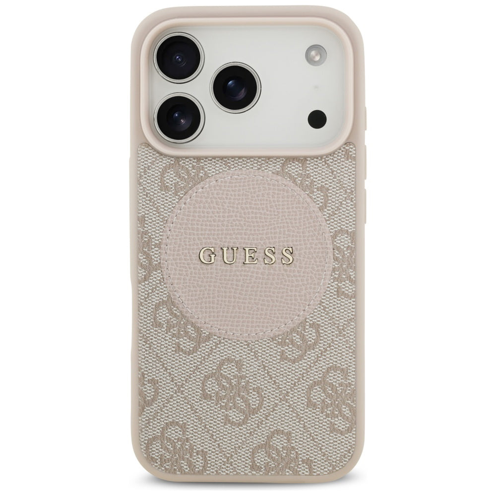 MagSafe hoesje voor Apple iPhone 17 Pro, Guess, 4G Circle Classic Logo, Roze