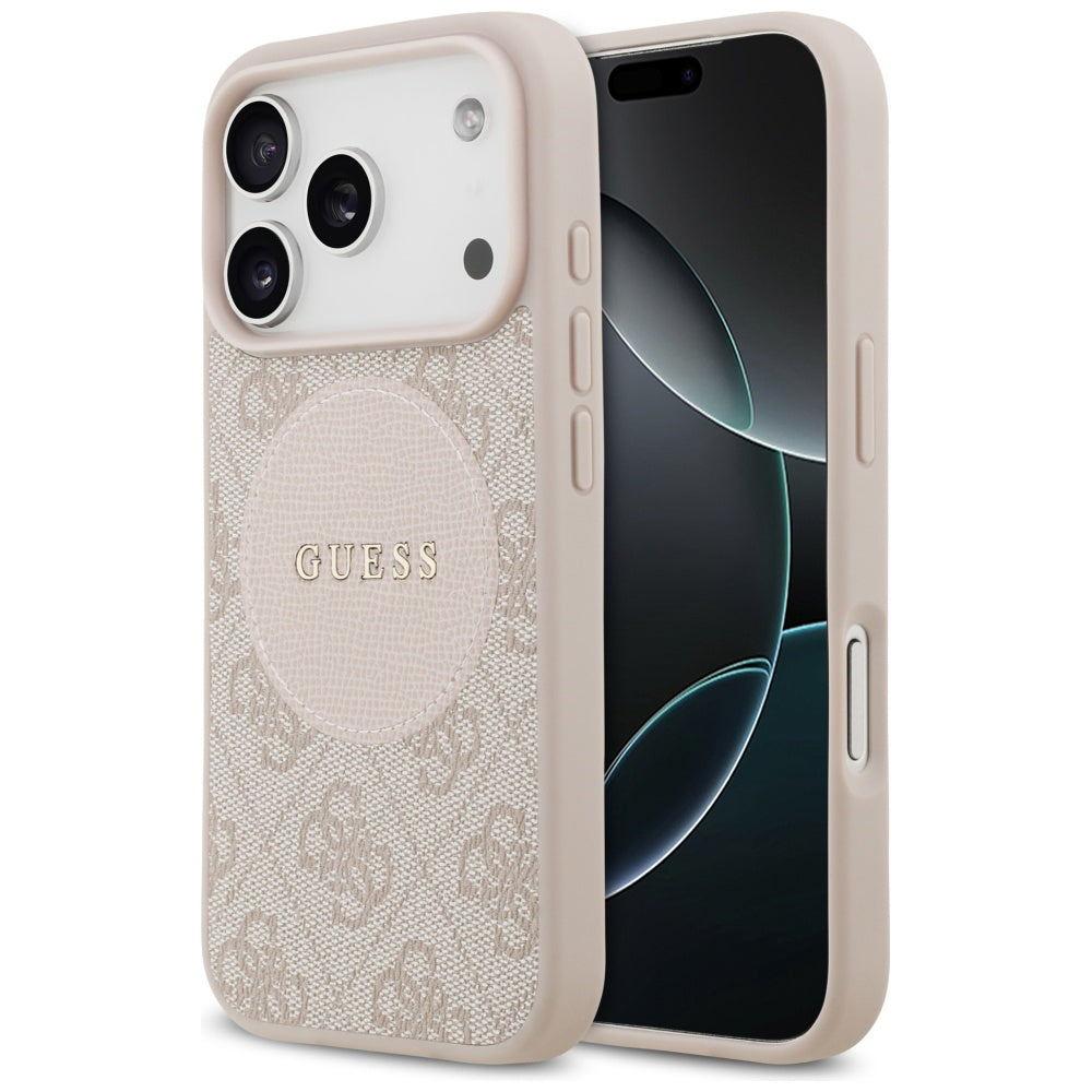 MagSafe hoesje voor Apple iPhone 17 Pro, Guess, 4G Circle Classic Logo, Roze
