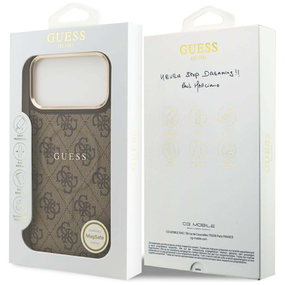 MagSafe hoesje voor Apple iPhone 17 Pro, Guess, 4G Classic, Bruin