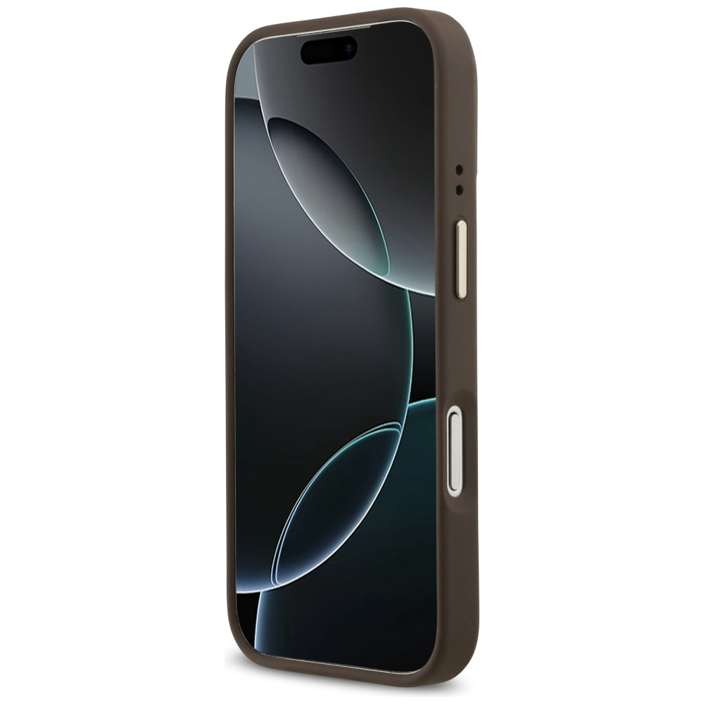 MagSafe hoesje voor Apple iPhone 17 Pro, Guess, 4G Logo Plate, Bruin