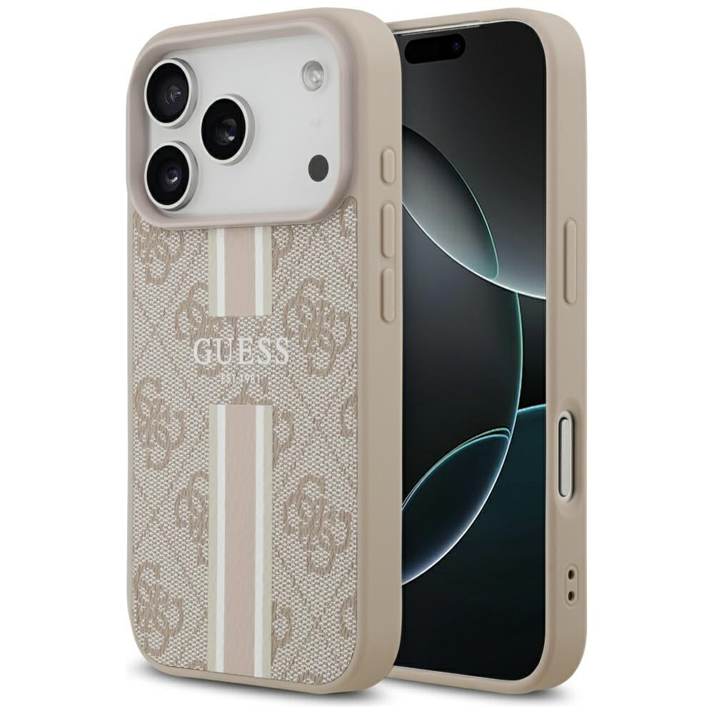 MagSafe hoesje voor Apple iPhone 17 Pro, Guess, 4G Printed Stripes, Roze
