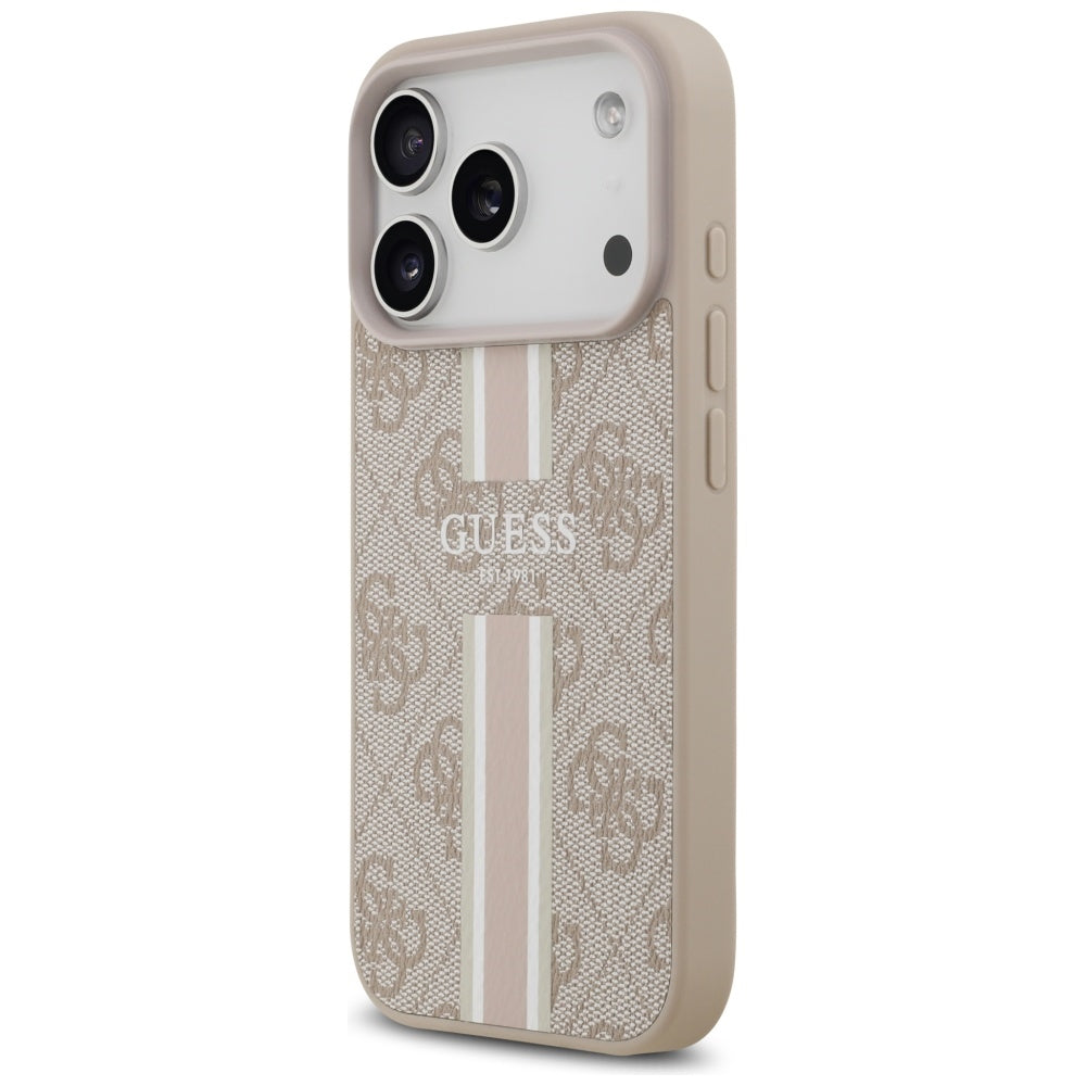 MagSafe hoesje voor Apple iPhone 17 Pro, Guess, 4G Printed Stripes, Roze