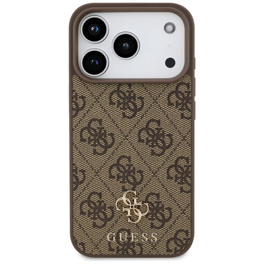 MagSafe hoesje voor Apple iPhone 17 Pro, Guess, 4G Small en Classic Logo, Bruin