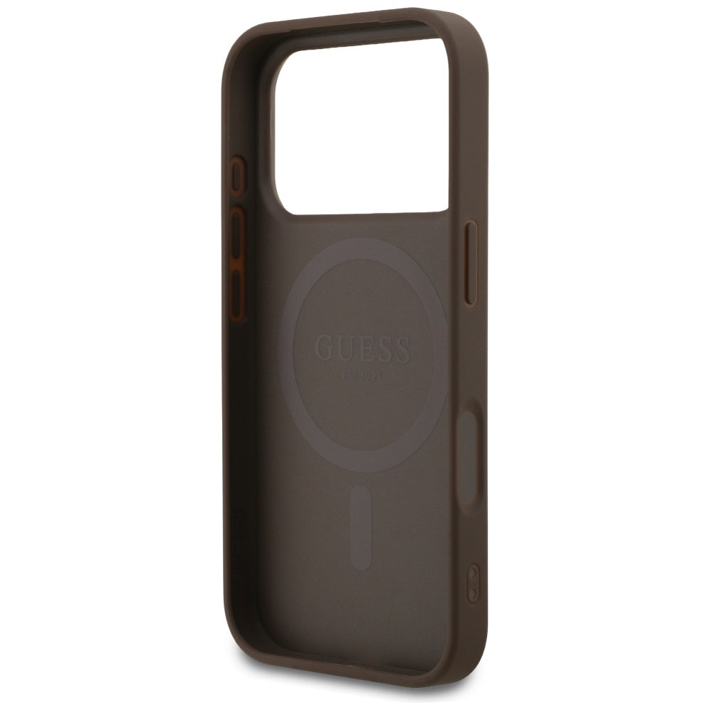 MagSafe hoesje voor Apple iPhone 17 Pro, Guess, 4G Small en Classic Logo, Bruin