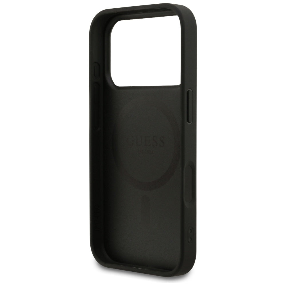 MagSafe hoesje voor Apple iPhone 17 Pro, Guess, 4G Small en Classic Logo, Zwart