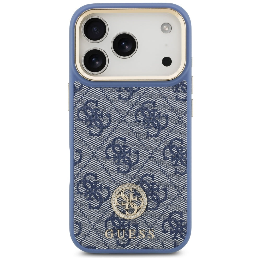 MagSafe hoesje voor Apple iPhone 17 Pro, Guess, 4G Strass Logo, Blauw