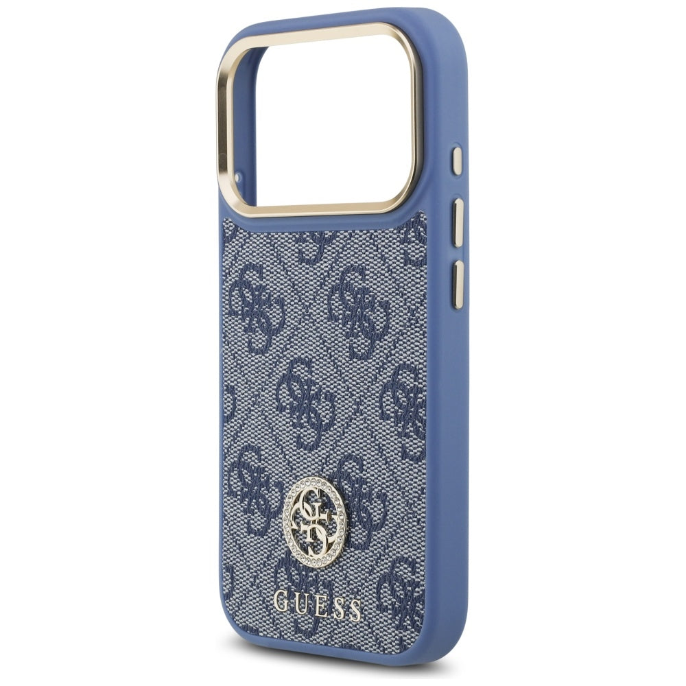 MagSafe hoesje voor Apple iPhone 17 Pro, Guess, 4G Strass Logo, Blauw