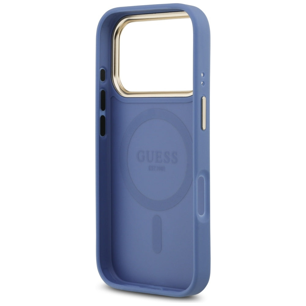 MagSafe hoesje voor Apple iPhone 17 Pro, Guess, 4G Strass Logo, Blauw