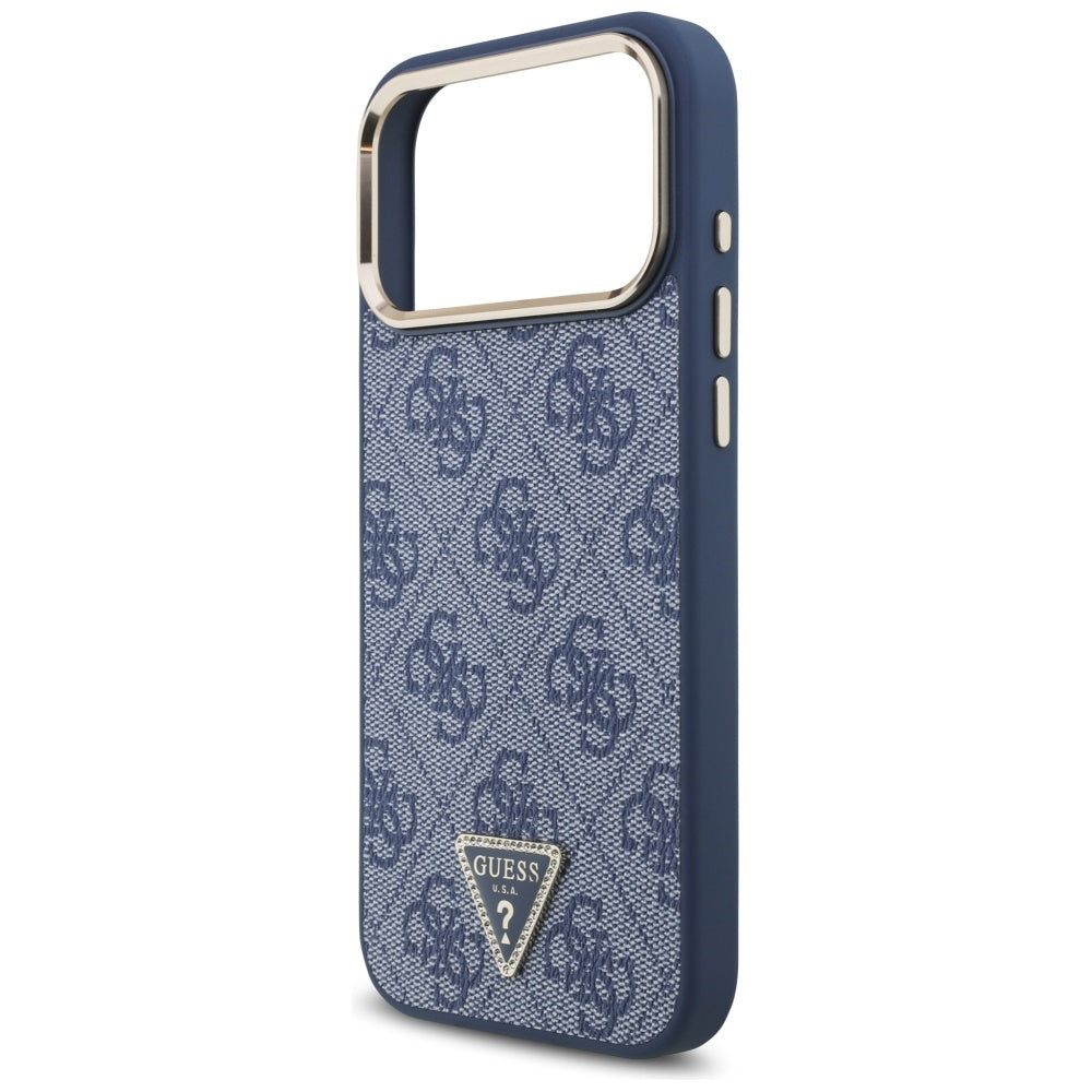 MagSafe hoesje voor Apple iPhone 17 Pro, Guess, 4G Triangle Logo, Gouden Blauw