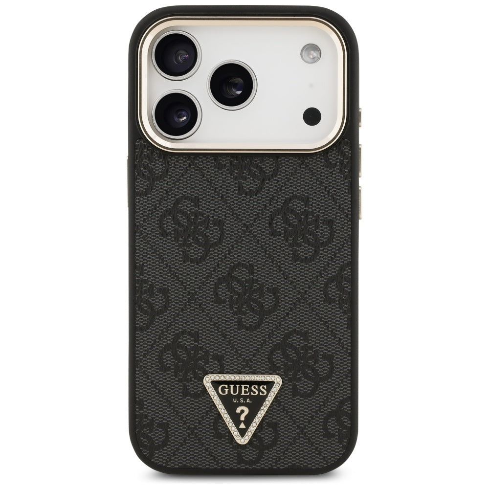 MagSafe Case for Apple iPhone 17 Pro, Guess, 4G Triangle Logo, Black Gold