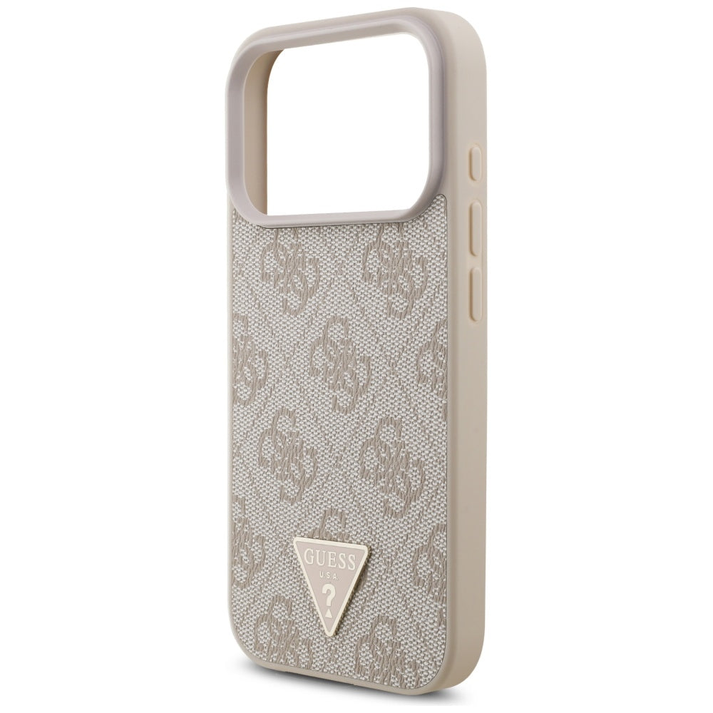 MagSafe hoesje voor Apple iPhone 17 Pro, Guess, 4G Triangle Logo met Parelband, Roze