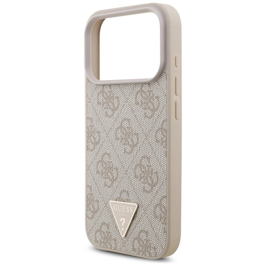 MagSafe hoesje voor Apple iPhone 17 Pro, Guess, 4G Triangle Logo met Parelband, Roze