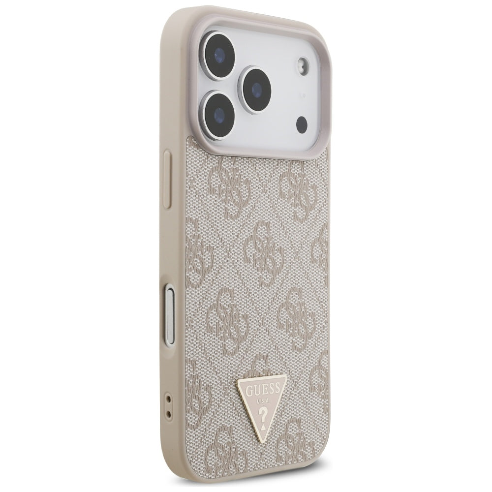 MagSafe hoesje voor Apple iPhone 17 Pro, Guess, 4G Triangle Logo met Parelband, Roze