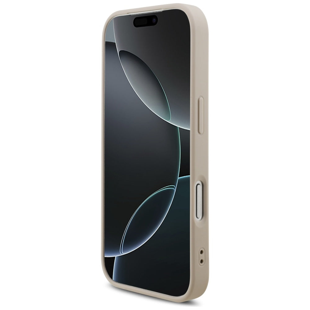 MagSafe hoesje voor Apple iPhone 17 Pro, Guess, 4G Triangle Logo met Parelband, Roze
