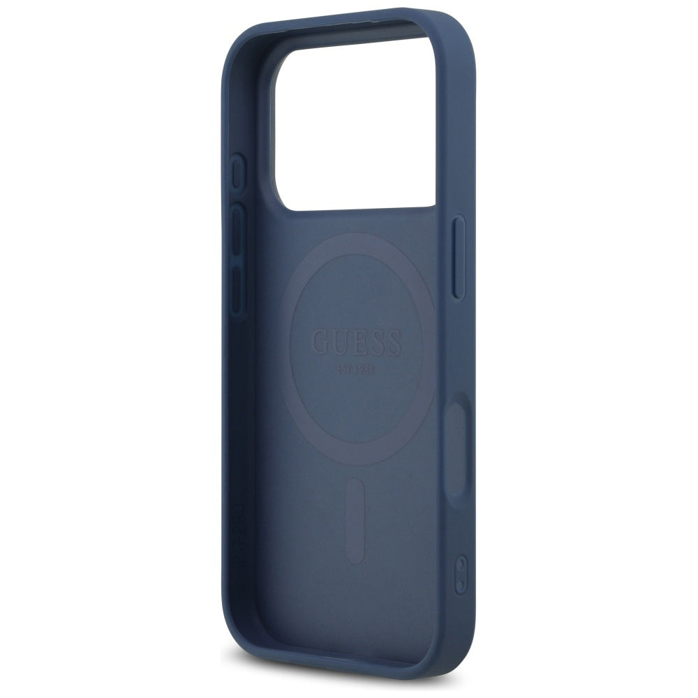 MagSafe hoesje voor Apple iPhone 17 Pro, Guess, 4G Triangle Strass, Blauw