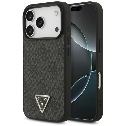 MagSafe hoesje voor Apple iPhone 17 Pro, Guess, 4G Triangle Strass, Zwart