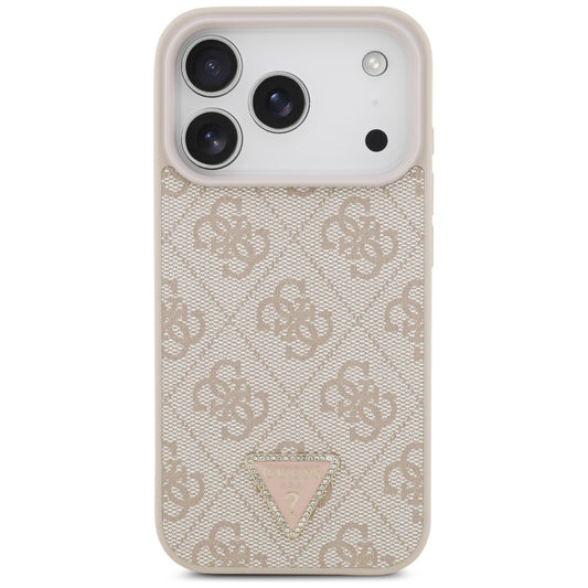 MagSafe hoesje voor Apple iPhone 17 Pro, Guess, 4G Triangle Strass, Roze