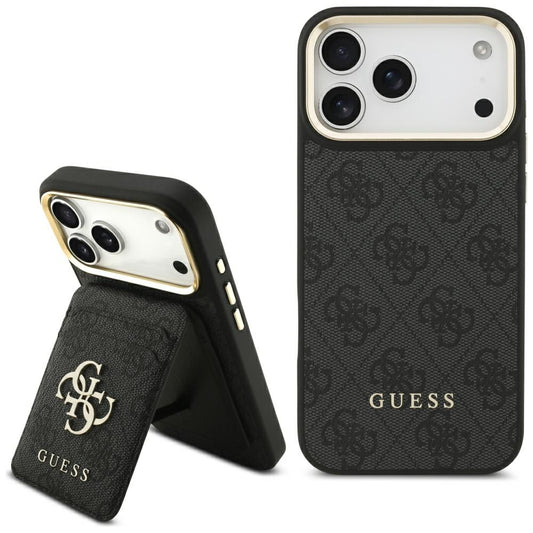 MagSafe hoesje voor Apple iPhone 17 Pro, Guess, Cardslot 4G, Zwart