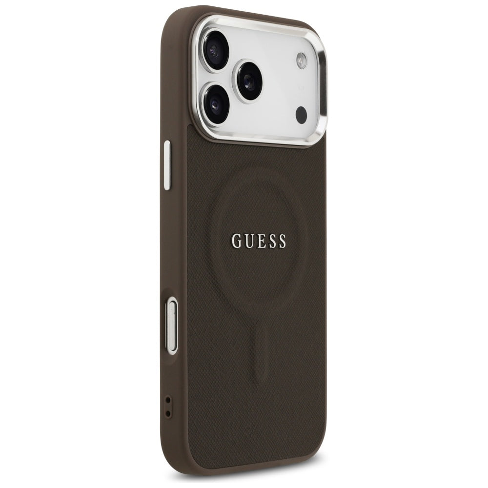 MagSafe hoesje voor Apple iPhone 17 Pro, Guess, Classic Logo, Bruin
