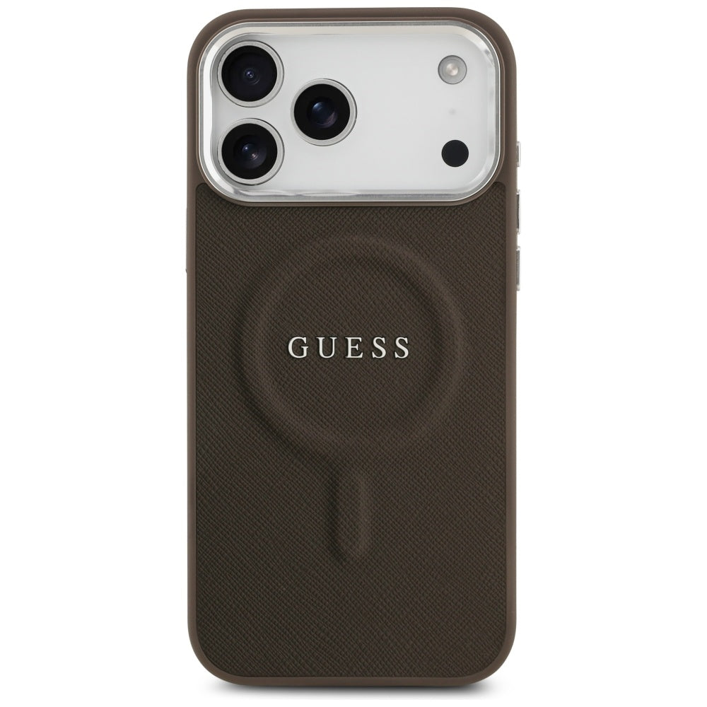 MagSafe hoesje voor Apple iPhone 17 Pro, Guess, Classic Logo, Bruin