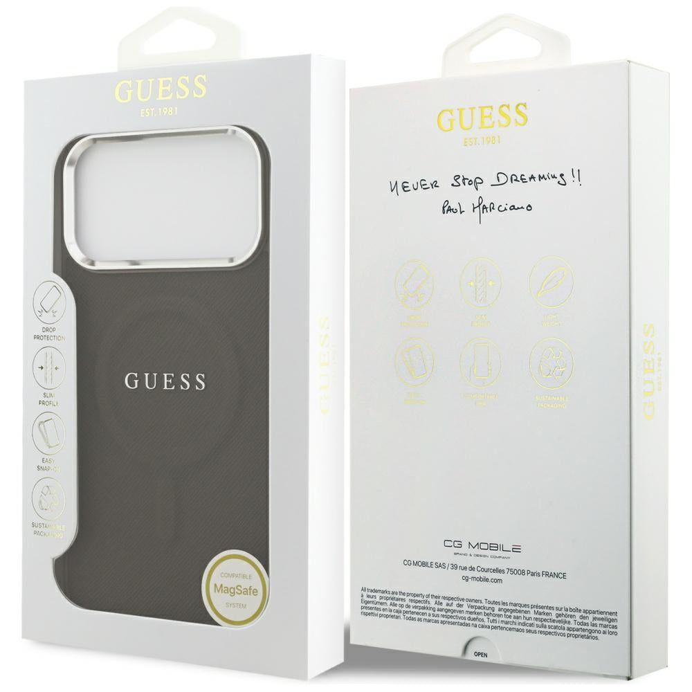 MagSafe hoesje voor Apple iPhone 17 Pro, Guess, Classic Logo, Bruin