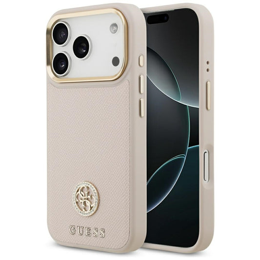 MagSafe hoesje voor Apple iPhone 17 Pro, Guess, Grained Strass Logo, Roze