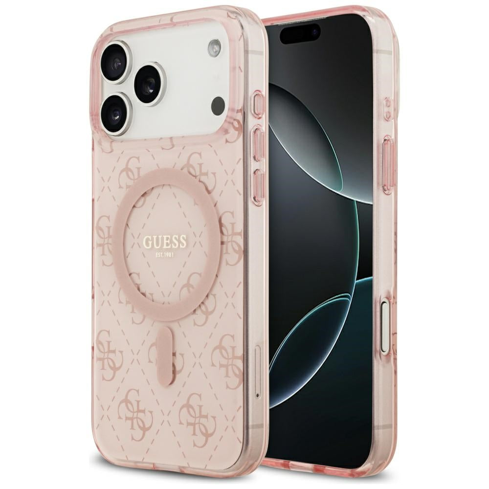 MagSafe hoesje voor Apple iPhone 17 Pro, Guess, IML 4G Achtergrond, Roze