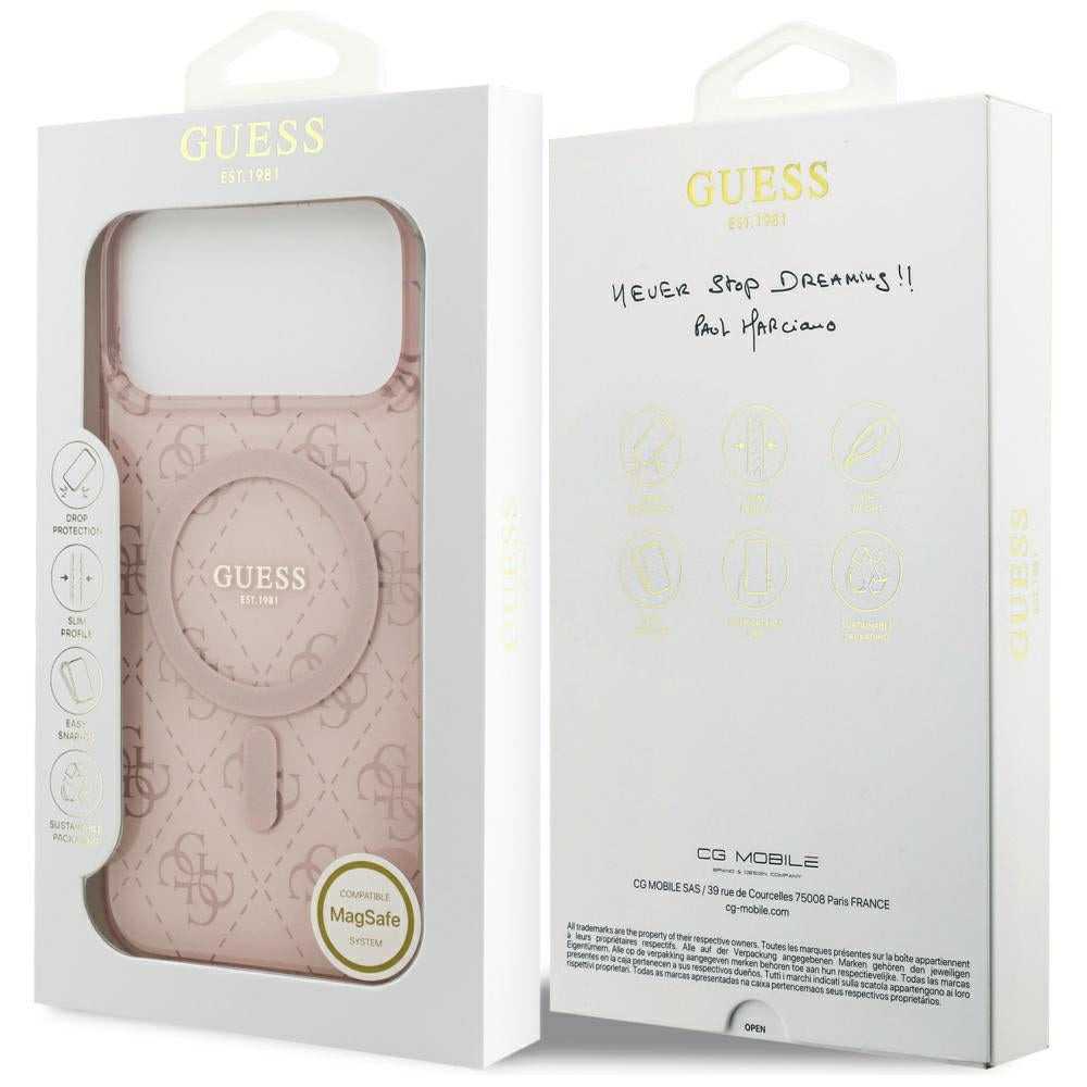 MagSafe hoesje voor Apple iPhone 17 Pro, Guess, IML 4G Achtergrond, Roze