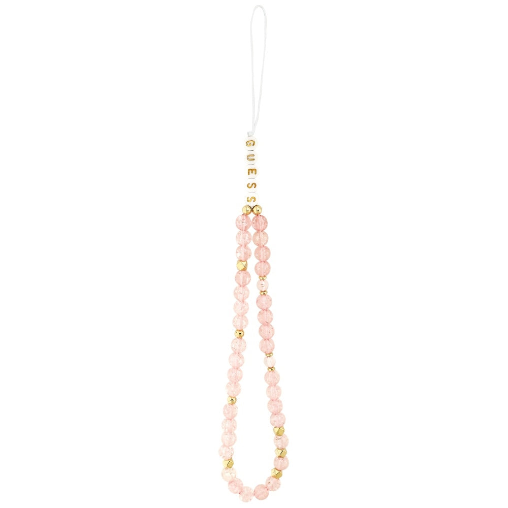 MagSafe hoesje voor Apple iPhone 17 Pro, Guess, IML Flowers Allover Electroplated with Pearl Strap, Roze