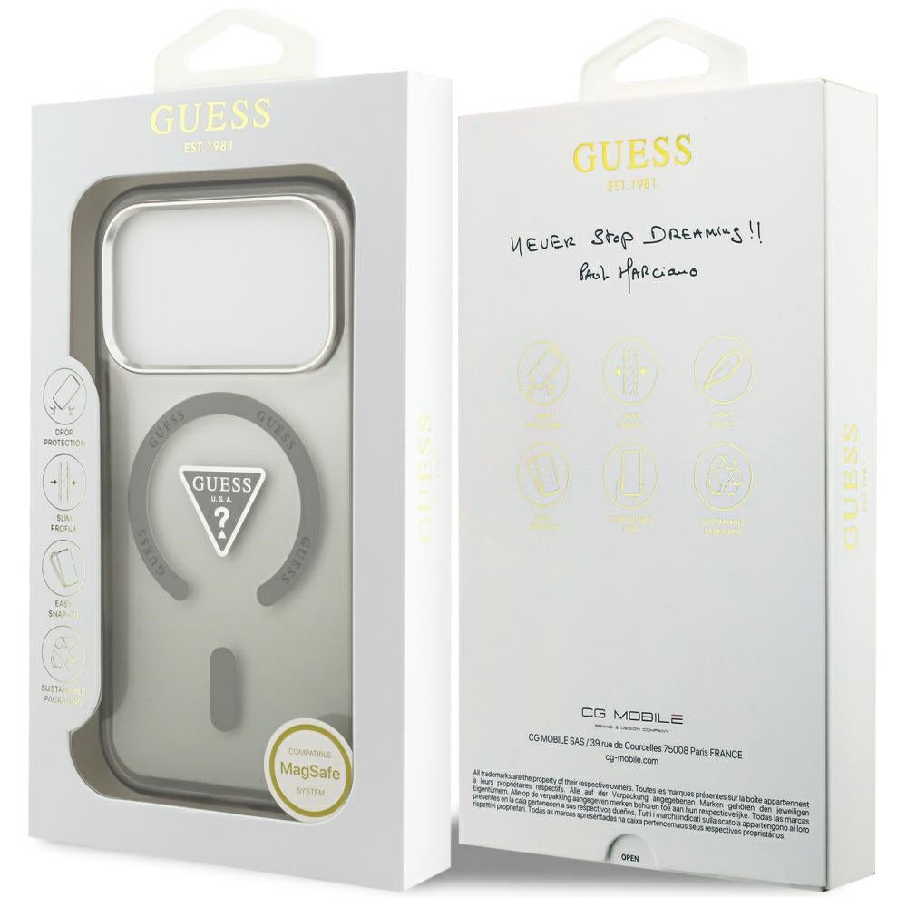 MagSafe hoesje voor Apple iPhone 17 Pro, Guess, IML Gradient Triangle Logo, Kaki