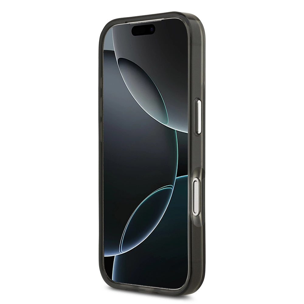 MagSafe hoesje voor Apple iPhone 17 Pro, Guess, IML Gradient Triangle Logo, Zwart Zilver
