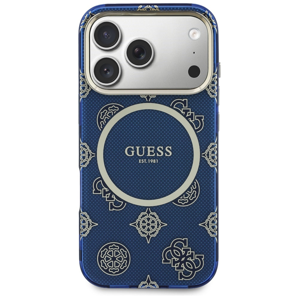 MagSafe hoesje voor Apple iPhone 17 Pro, Guess, IML Peony Dot, Blauw