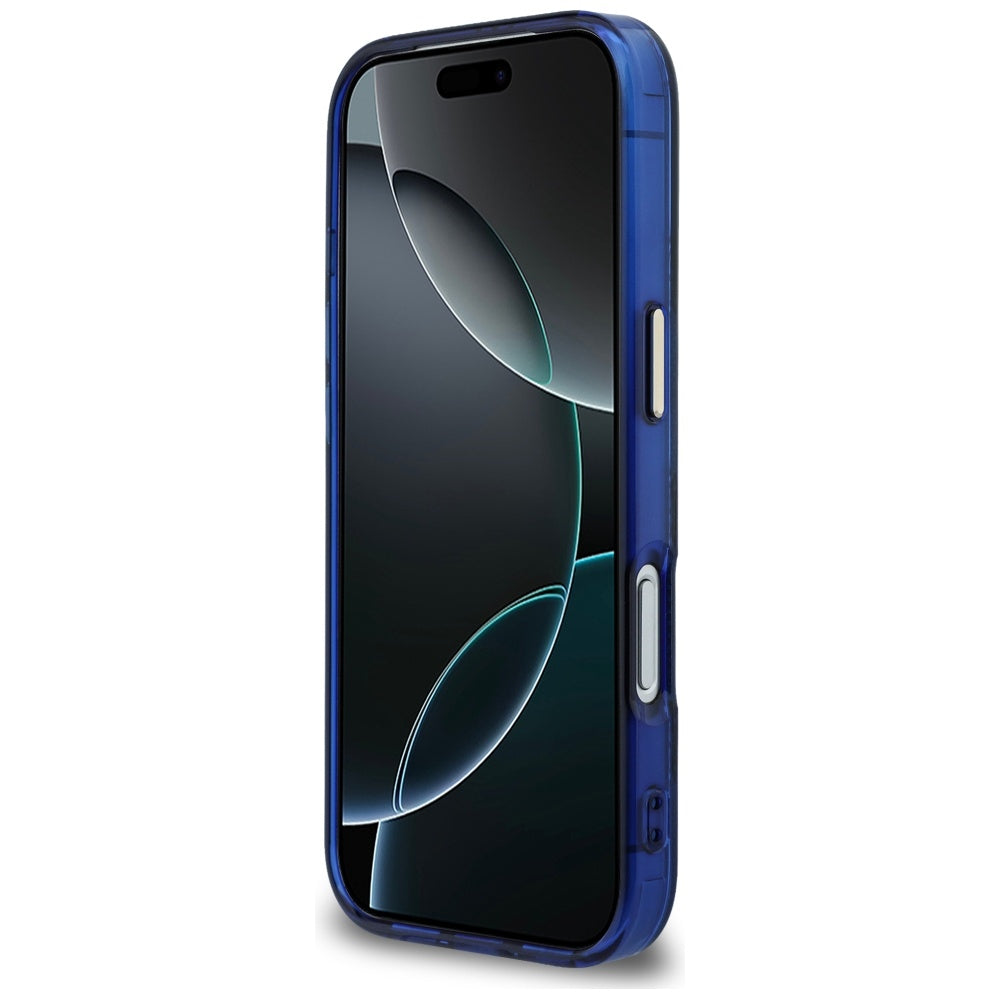 MagSafe hoesje voor Apple iPhone 17 Pro, Guess, IML Peony Dot, Blauw