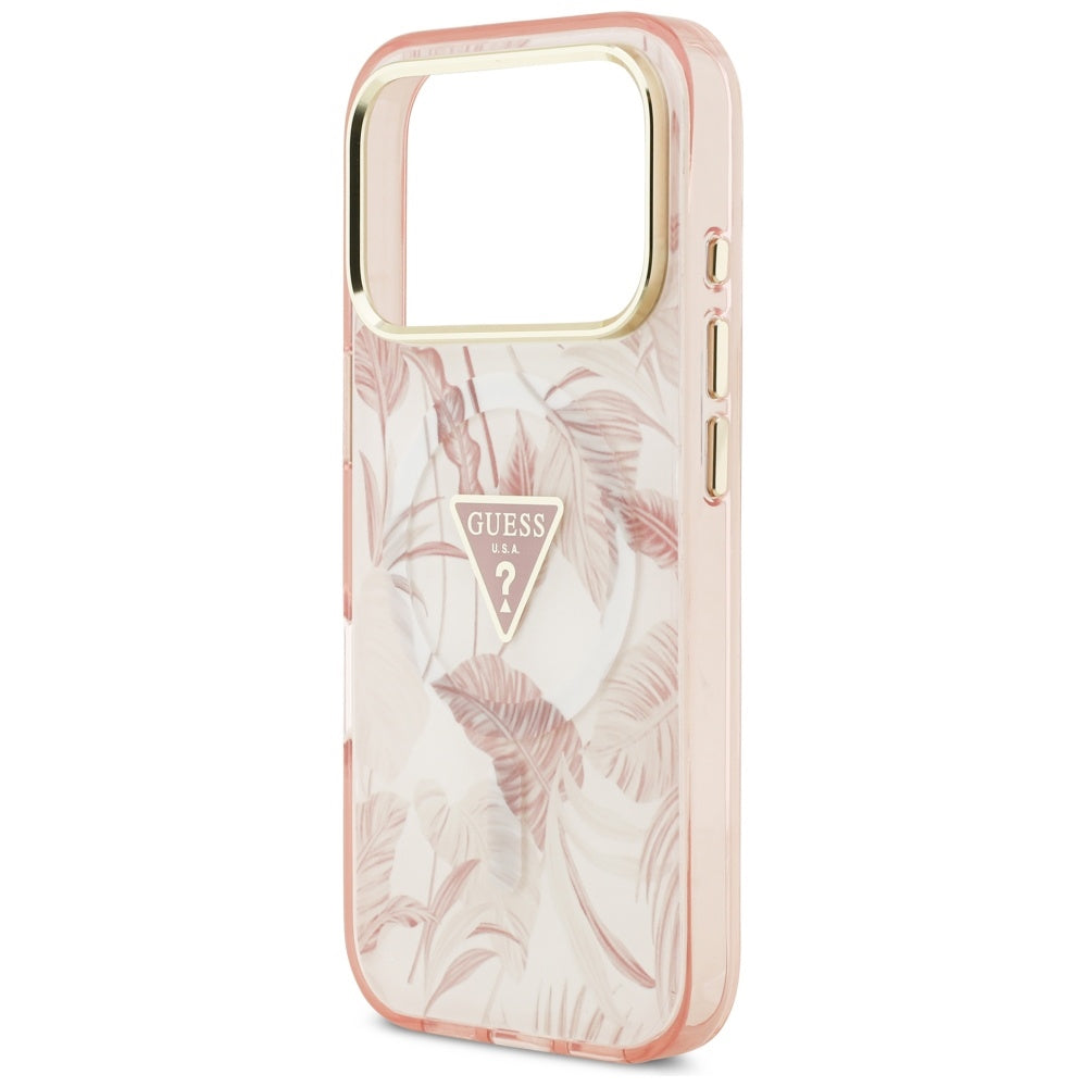 MagSafe hoes voor Apple iPhone 17 Pro, Guess, Jungle Tonal Triangle, Roze