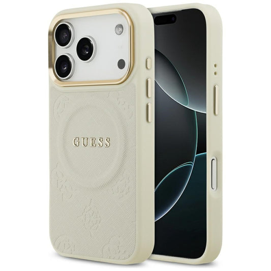 MagSafe hoes voor Apple iPhone 17 Pro, Guess, Peony Hot Stamp, Beige