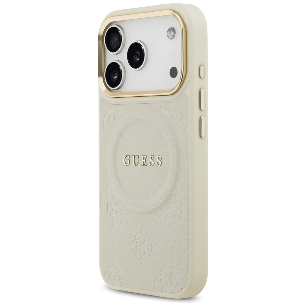 MagSafe hoes voor Apple iPhone 17 Pro, Guess, Peony Hot Stamp, Beige